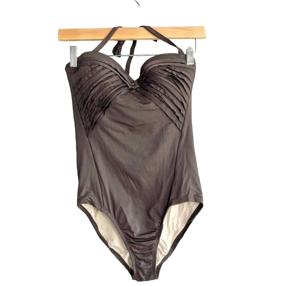 Merona Women's Small One piece Swimsuit Brown Convertible Strap